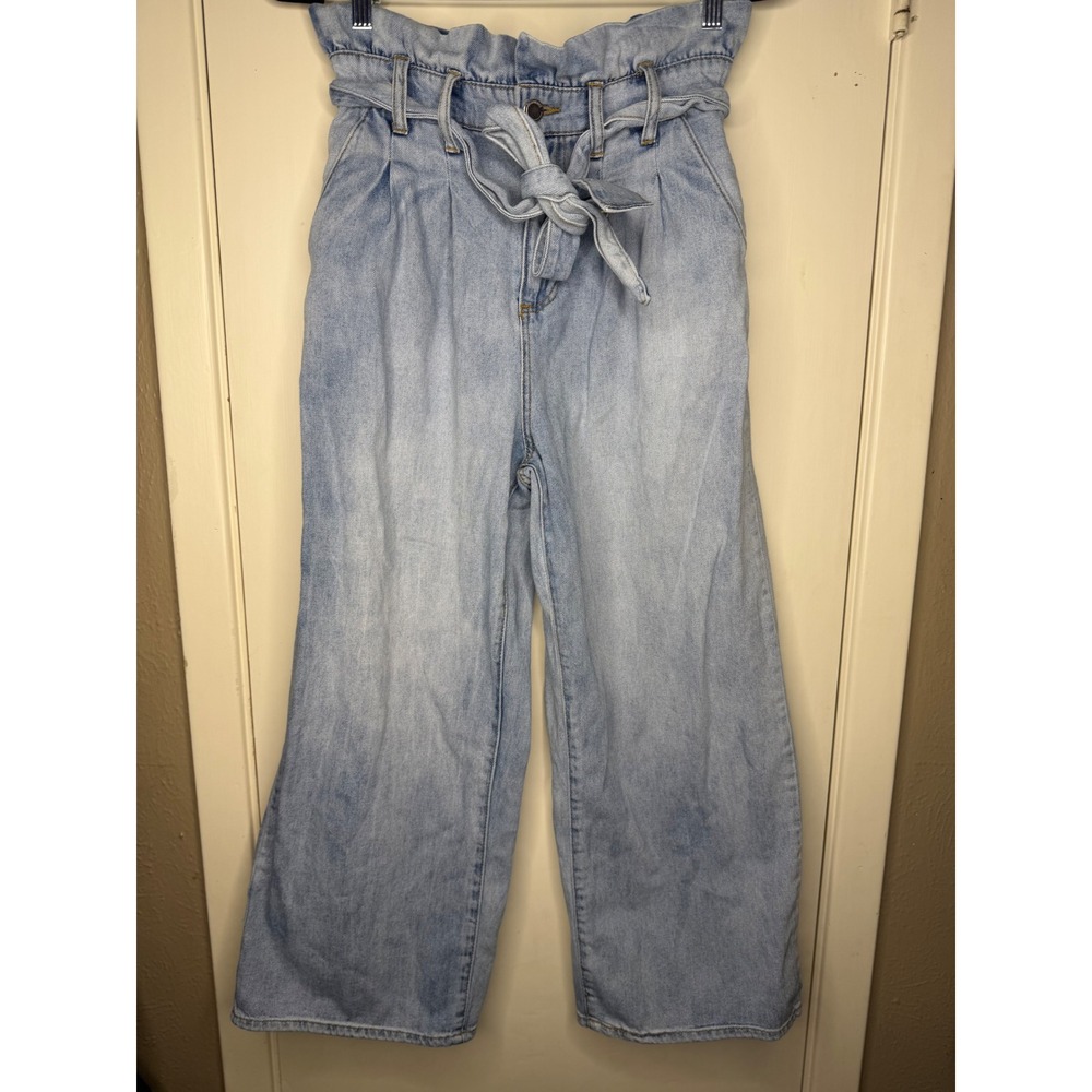 BLANKNYC Light Wash Paperbag Waist Wide Leg Jeans Blue Denim Size 28
